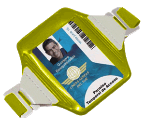 Brady 1840-7323 Reflective Arm Band Badge Card Holder- Vertical - Neon Yellow 1840-7323