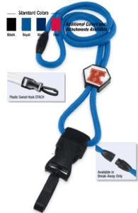 Brady 2135-4582 1/4" optibraid DTACH Lanyard Badge Card Holder w/ Break-Away & Round Slider - Royal Blue - Plastic Swivel Hook DTACH ( 100 pack ) 2135-4582