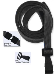 Brady 2137-4744 3/8" "No Twist" Lanyard Badge Card Holder - w/ Break Away - Black - Wide "No Twist" Plastic Hook ( 100 pack ) 2137-4744 0