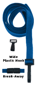 Brady 2137-4745 3/8" Flat Braided Lanyard Badge Card Holder - w/ Break-Away - Royal Blue - Wide "No Twist" Plastic Hook ( 100 pack ) 2137-4745
