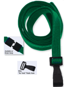 Brady 2137-4748 3/8" "No Twist" Lanyard Badge Card Holder - w/ Break Away - Green - Wide "No Twist" Plastic Hook ( 100 pack ) 2137-4748