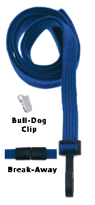 Brady 2137-6003 3/8" Flat Braided Lanyard Badge Card Holder - w/ Break-Away - Navy Blue - Bull-Dog Clip ( 100 pack ) 2137-6003