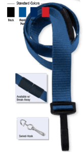 Brady 2138-5003 5/8" Ribbed Material Lanyard Badge Card Holder - w/ Break-Away - Navy Blue - Swivel Hook ( 100 pack ) 2138-5003