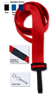 Brady 2138-5006 5/8" Ribbed Material Lanyard Badge Card Holder - w/ Break-Away - Red - Swivel Hook ( 100 pack ) 2138-5006