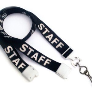 Brady 2138-5210 5/8" ultraweave Pre-Printed Lanyards - w/ break-away - Black w/ White "STAFF" Letters ( 100 pack ) 2138-5210