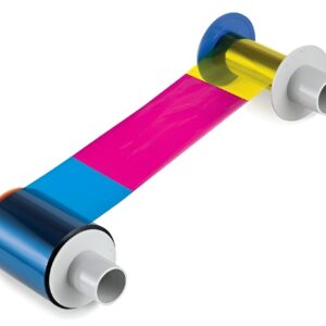 Colorful printing ribbon with multiple sections.