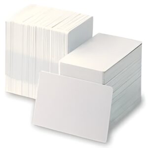 Stack of blank white plastic cards.