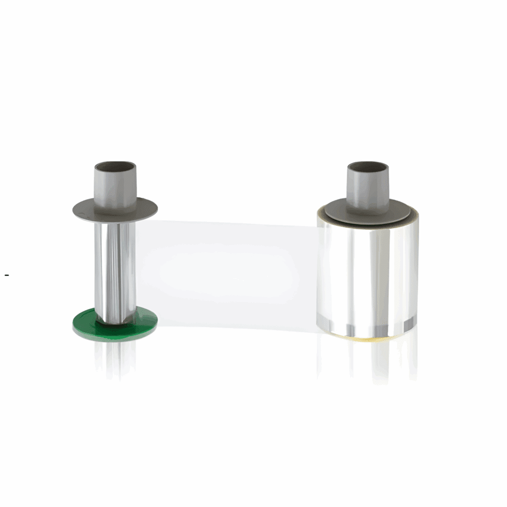 Clear plastic film on two spools.
