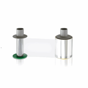 Clear plastic film on two spools.