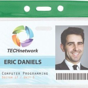 Brady 1820-1104 BADGE HOLDER, GOVERNMENT/MILITARY GREEN BAR VINYL BADGE HOLDER, SLOT ( 100 PACK ) 1820-1104