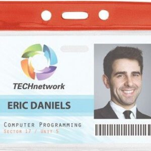 Brady 1820-1106 BADGE HOLDER, 880G-R GOVERNMENT/MILITARY RED BAR VINYL BADGE HOLDER, SLOT ( 100 PACK ) 1820-1106