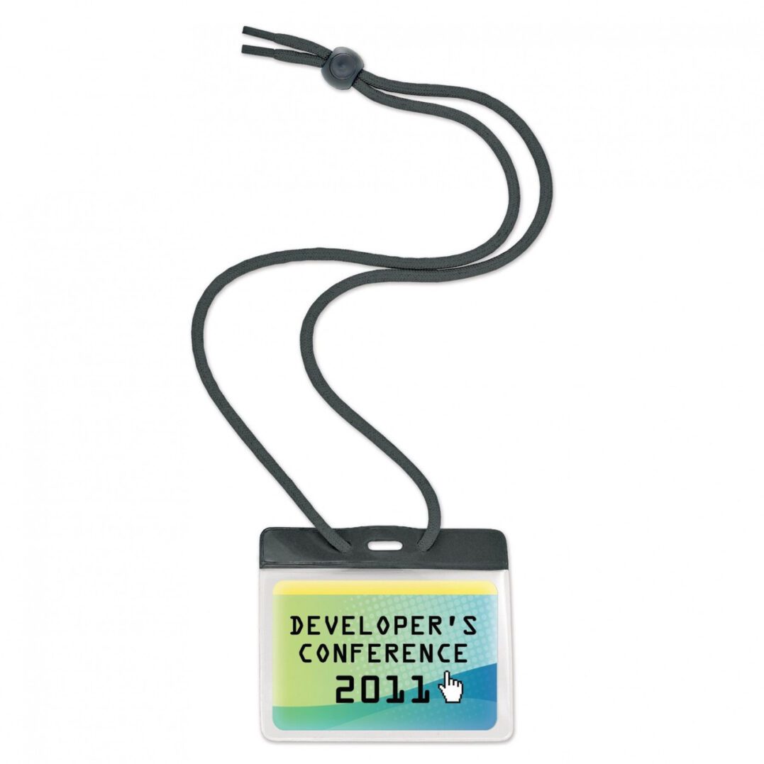 Brady 1860-2801 Vinyl Horizontal Holder with Black Color Bar and Neck Cord ( 100 pack ) 1860-2801