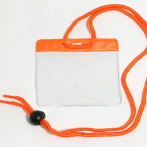 Brady 1860-2805 Vinyl Horizontal Holder with Orange Color Bar and Neck Cord ( 100 pack ) 1860-2805