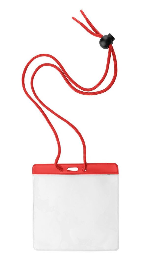 Brady 1860-2906 Vinyl Horizontal Holder with Red Color Bar and Neck Cord ( 100 pack ) 1860-2906