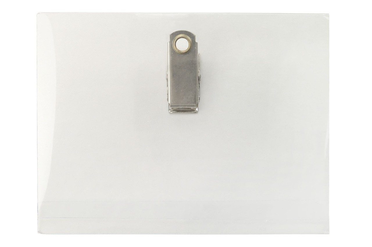 Brady 208-C Clear Rigid Vinyl Horizontal Name Tag Holder with Clip Back ( 100 pack ) 208-C