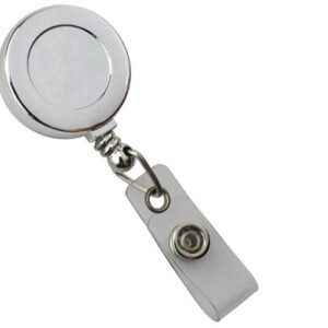 Brady 2120-3030 Chrome, Plastic Badge Reel with Clear Vinyl Strap & Belt Clip ( 25 pack ) 2120-3030