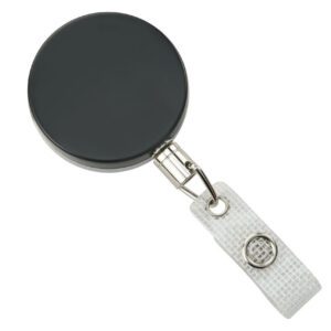 Brady 2120-3375 Black /Chrome Heavy-Duty badge Reel with Link Chain Reinforced Vinyl Strap & Belt Clip ( 25 pack ) 2120-3375