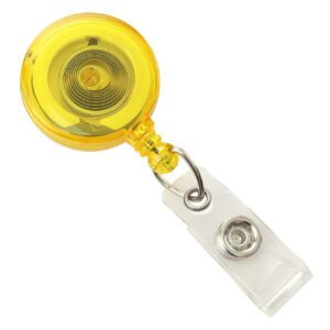 Brady 2120-3609 Translucent Yellow Round Badge Reel With Strap And Slide Clip ( 25 pack ) 2120-3609