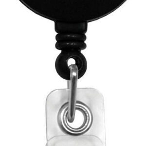 Brady 2120-4601 Black Badge Reel with White Sticker, Clear Vinyl Strap & Spring Clip ( 25 pack ) 2120-4601