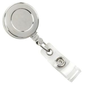Brady 2120-4700 Chrome (Plastic) Badge Reel with Clear Vinyl Strap & Spring Clip ( 25 pack ) 2120-4700
