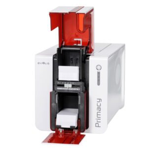 Evolis PM1HB000RS Primacy Simplex Expert Mag ISO Fire Red Printer with Mag ISO Dual HiCo/LoCo 3-track magnetic stripe encoder, USB & Ethernet PM1HB000RS