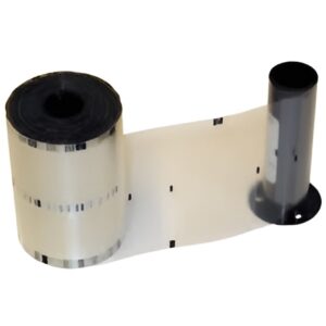 Printer ribbon roll on white background.