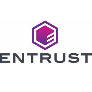 Entrust logo with purple hexagon design.